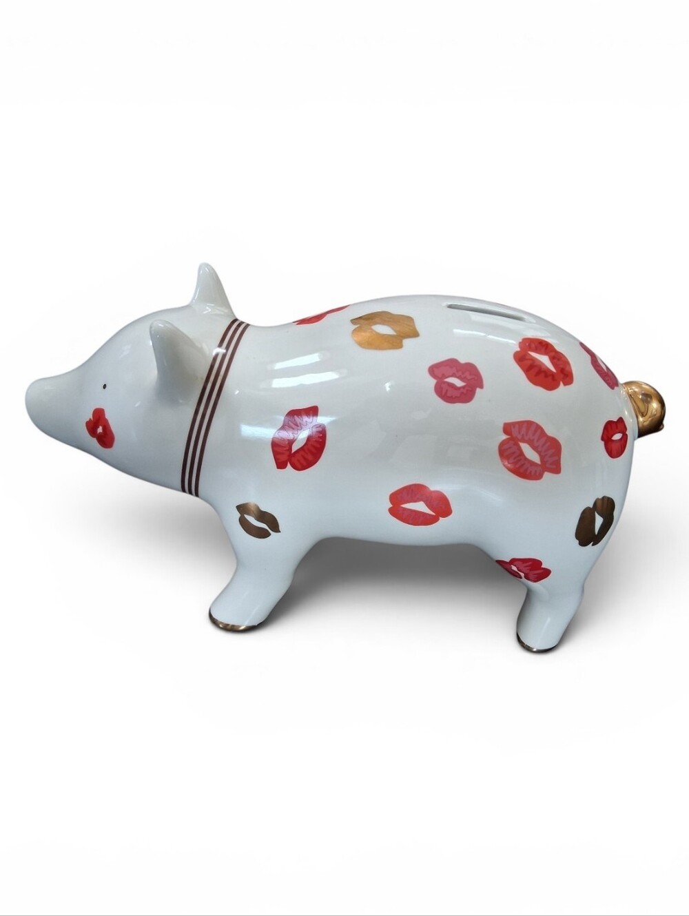 Henri Bendel “Pucker Up” Discontinued Lipstick Kisses Porcelain Piggy Bank Rare